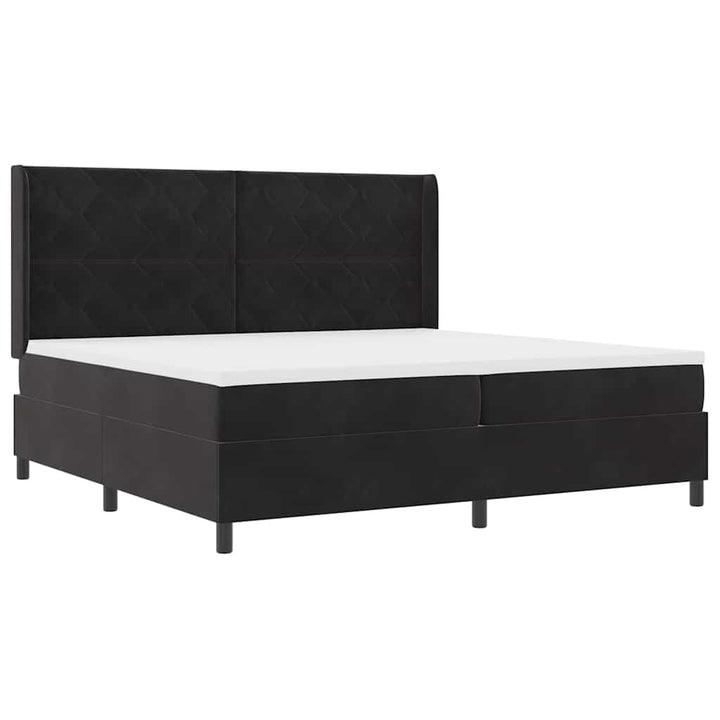 Box spring seng med hovedgærde Sort 200 x 200 cm Fløjl