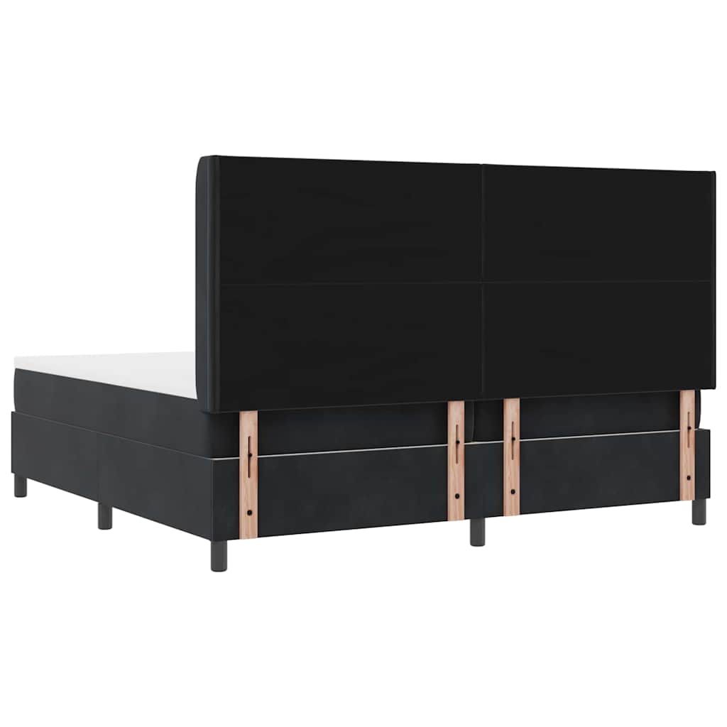 Box spring seng med hovedgærde Sort 200 x 200 cm Fløjl