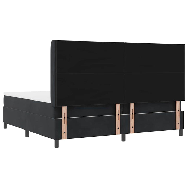 Box spring seng med hovedgærde Sort 200 x 200 cm Fløjl