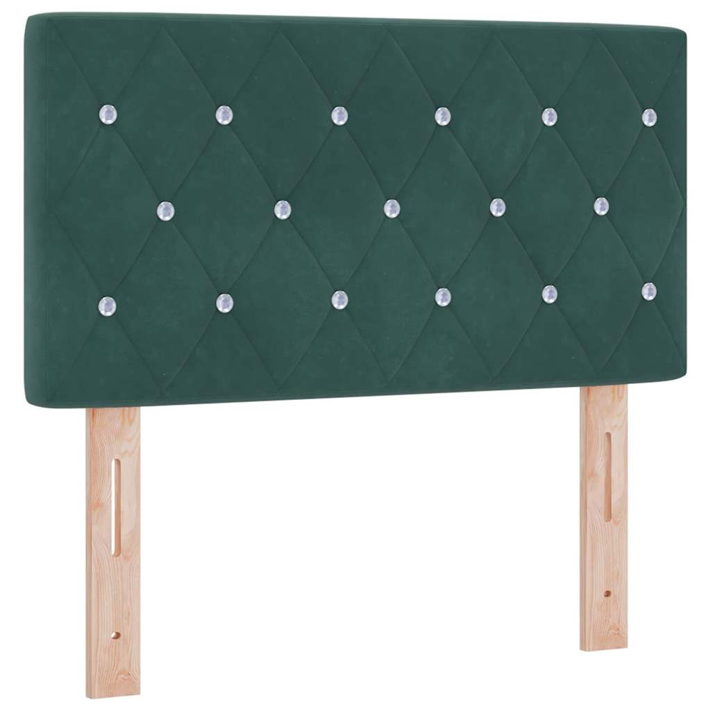 Box spring seng med hovedgærde Mørkegrøn 80 x 200 cm Fløjl