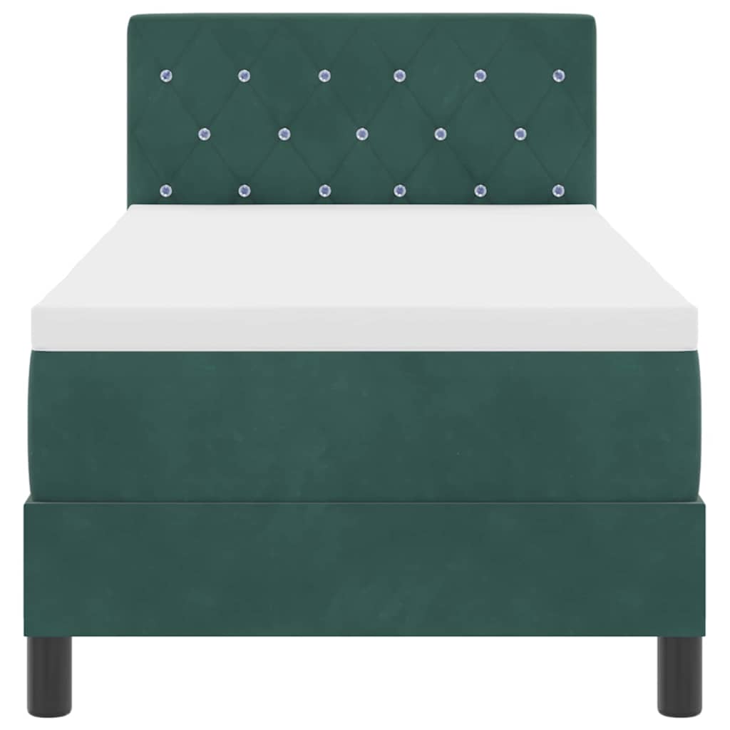 Box spring seng med hovedgærde Mørkegrøn 80 x 200 cm Fløjl
