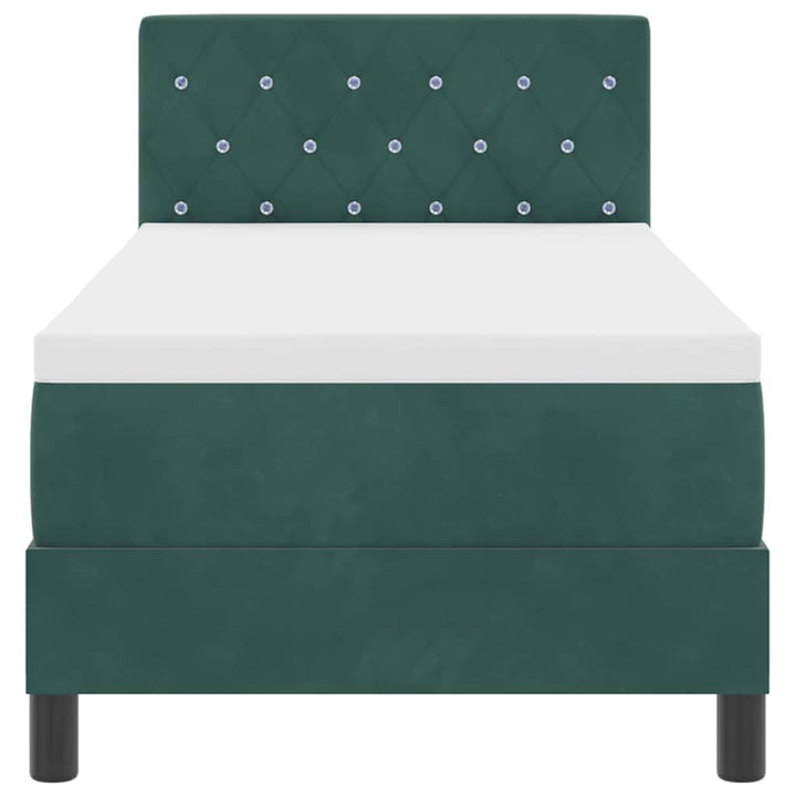 Box spring seng med hovedgærde Mørkegrøn 80 x 200 cm Fløjl