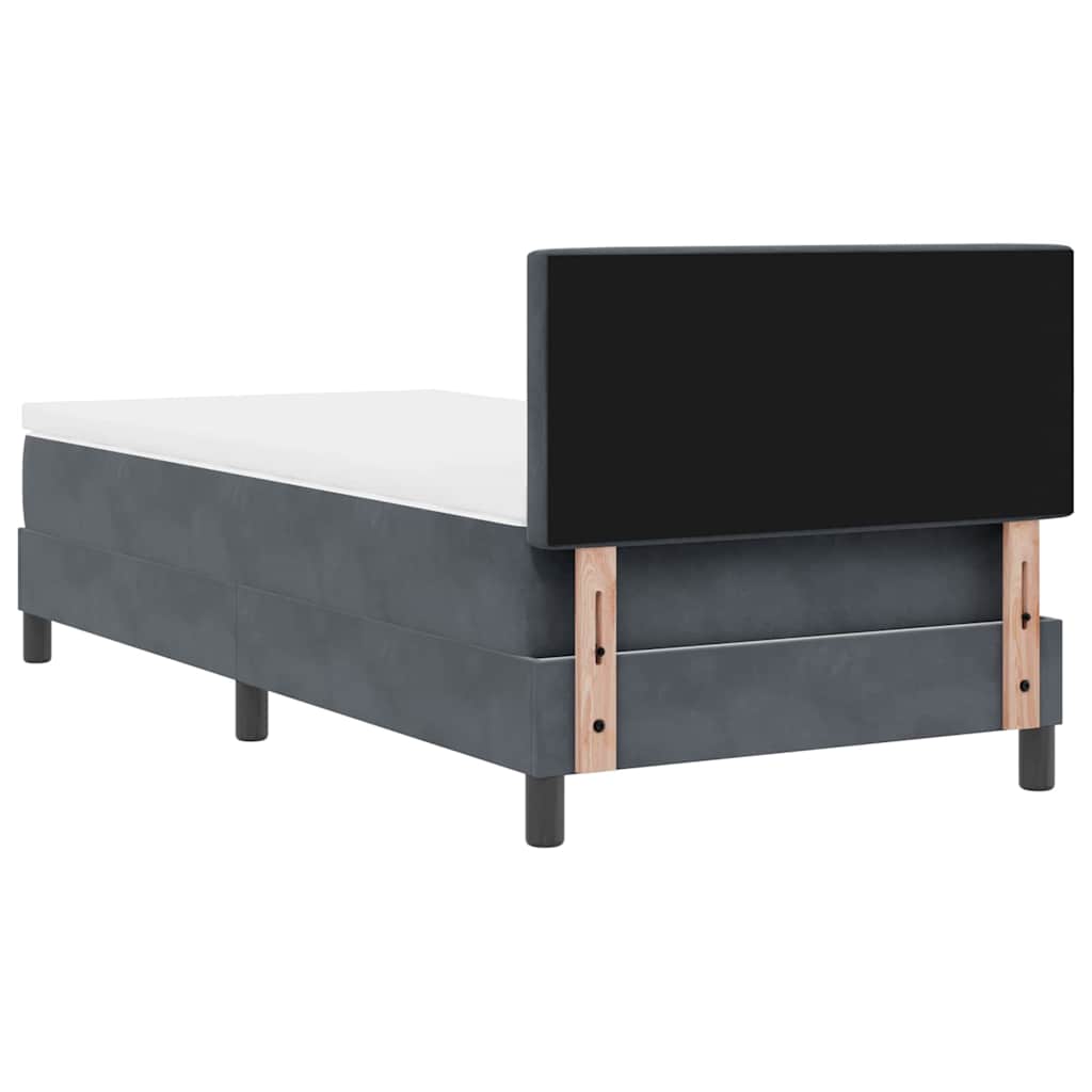 Box spring seng med hovedgærde Mørkegrå 90 x 190 cm Fløjl
