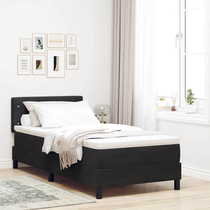 Box spring seng med hovedgærde Sort 90 x 190 cm Fløjl