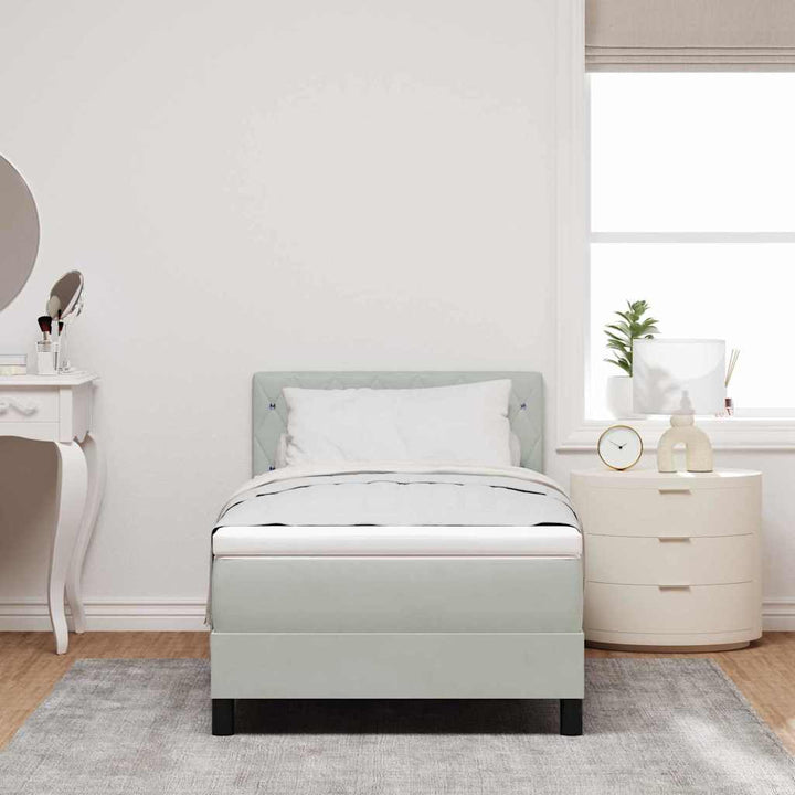 Box spring seng med hovedgærde Lysegrå 90 x 200 cm Fløjl