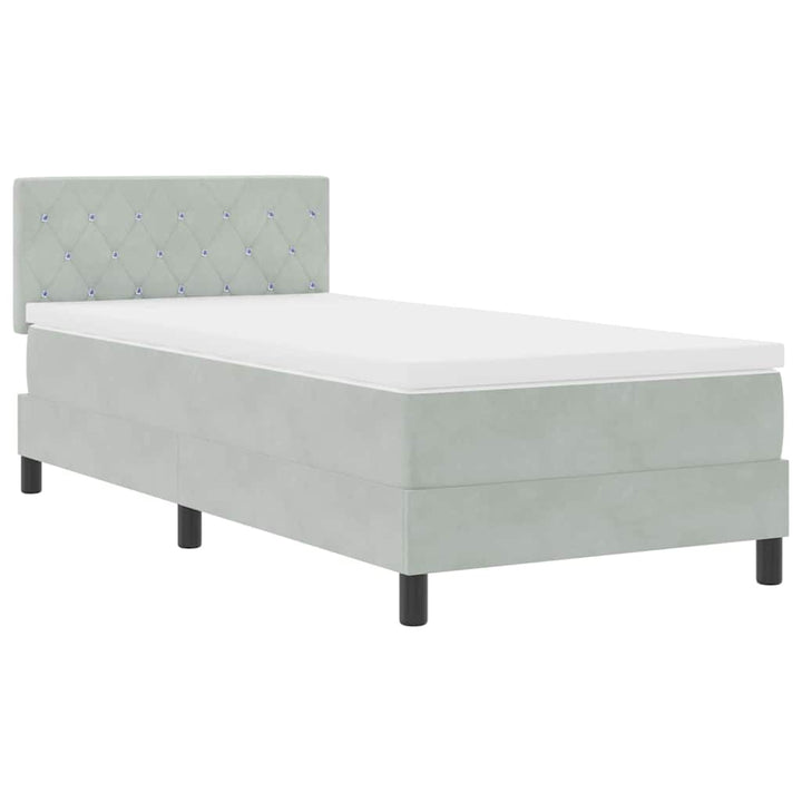 Box spring seng med hovedgærde Lysegrå 90 x 200 cm Fløjl