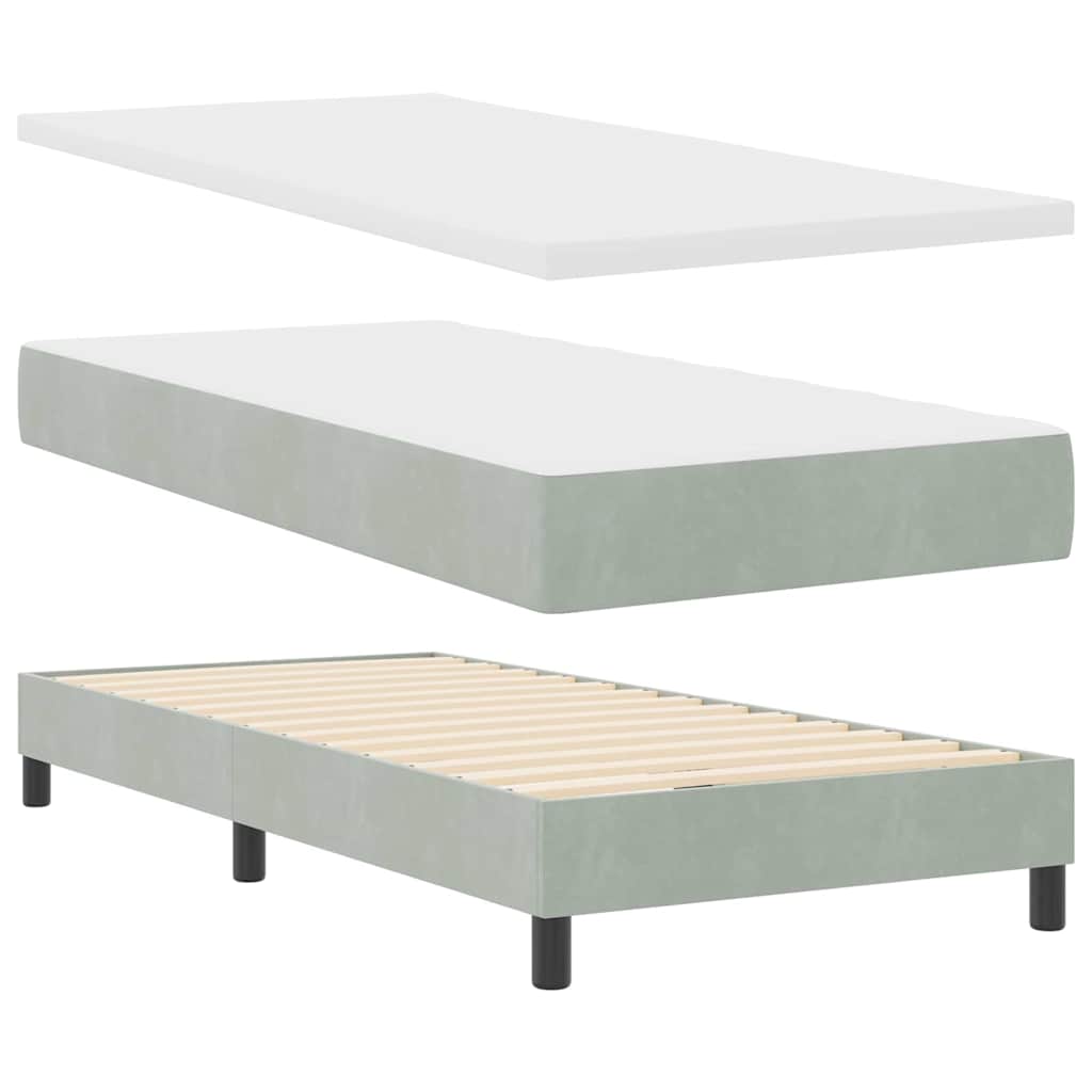 Box spring seng med hovedgærde Lysegrå 90 x 200 cm Fløjl