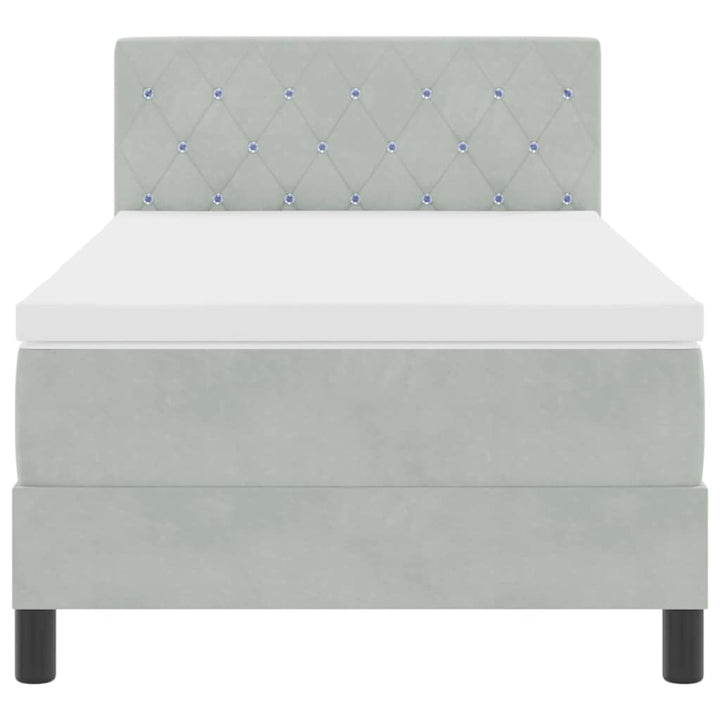 Box spring seng med hovedgærde Lysegrå 90 x 200 cm Fløjl