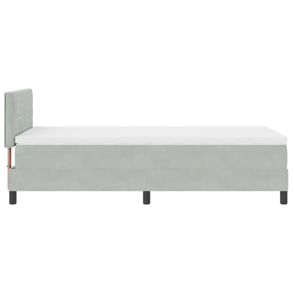 Box spring seng med hovedgærde Lysegrå 90 x 200 cm Fløjl