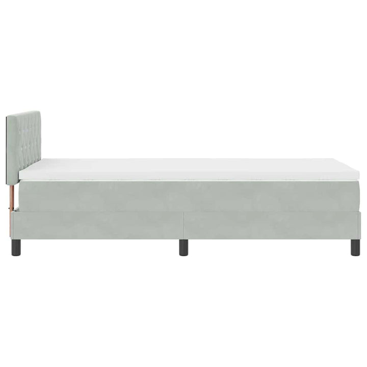 Box spring seng med hovedgærde Lysegrå 90 x 200 cm Fløjl