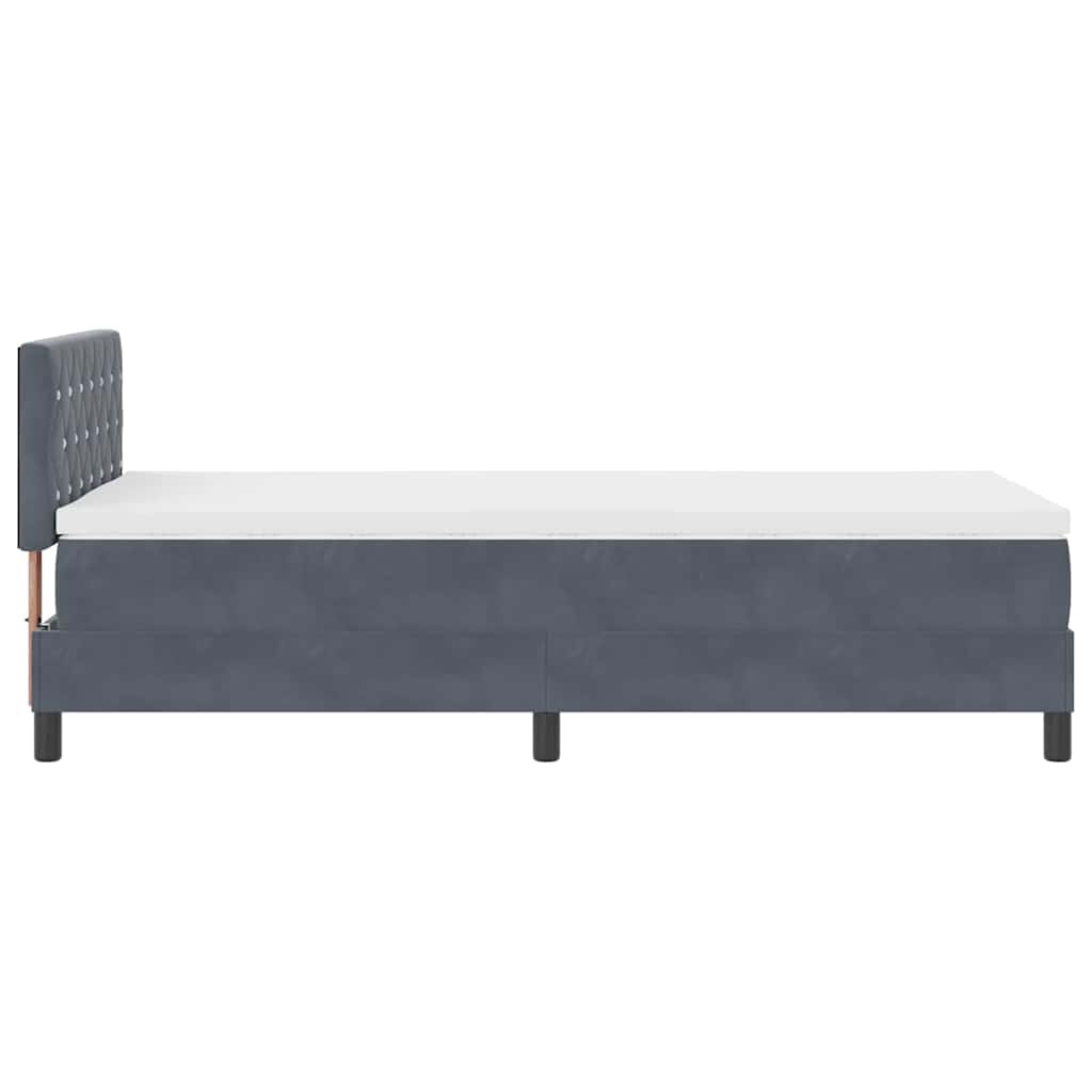 Box spring seng med hovedgærde Mørkegrå 90 x 200 cm Fløjl
