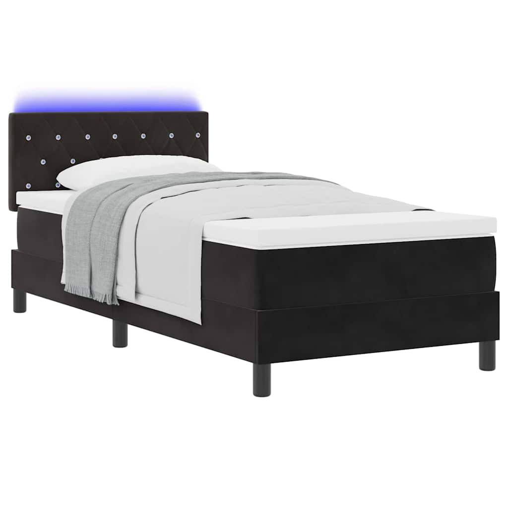Box spring seng med hovedgærde Sort 90 x 200 cm Fløjl