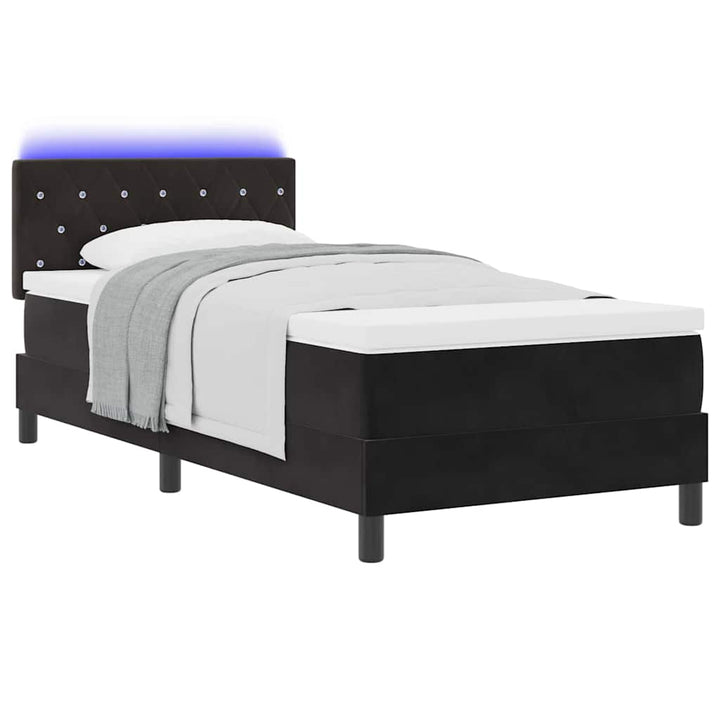 Box spring seng med hovedgærde Sort 90 x 200 cm Fløjl