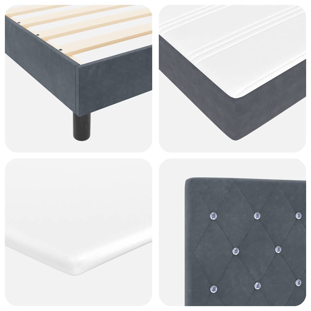 Box spring seng med hovedgærde Mørkegrå 100 x 200 cm Fløjl