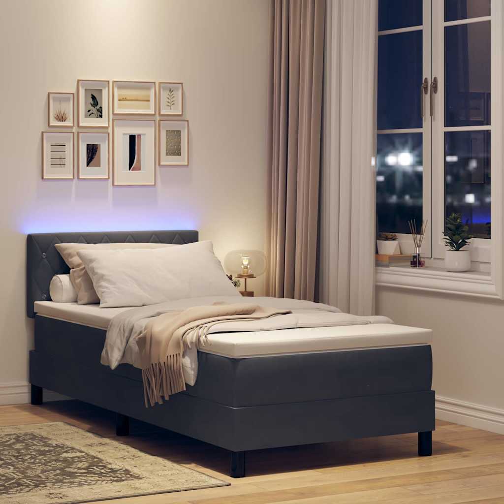 Box spring seng med hovedgærde Mørkegrå 100 x 200 cm Fløjl