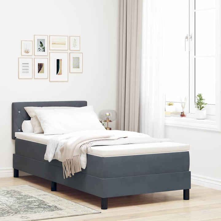 Box spring seng med hovedgærde Mørkegrå 100 x 200 cm Fløjl
