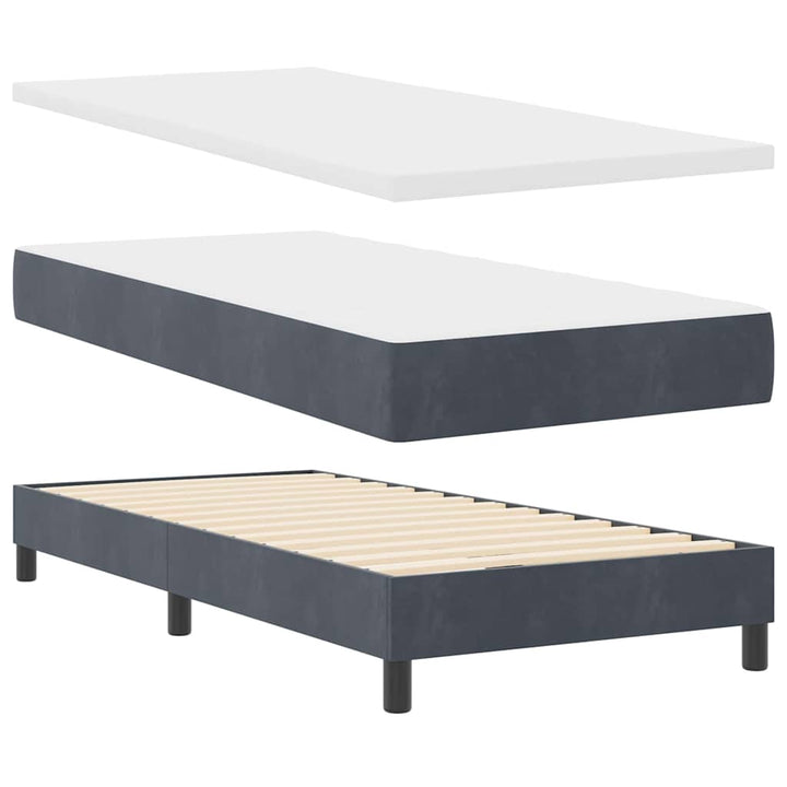 Box spring seng med hovedgærde Mørkegrå 100 x 200 cm Fløjl