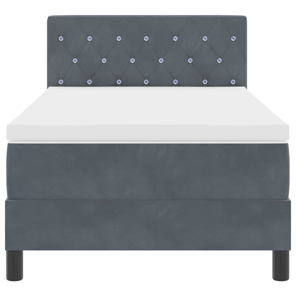 Box spring seng med hovedgærde Mørkegrå 100 x 200 cm Fløjl