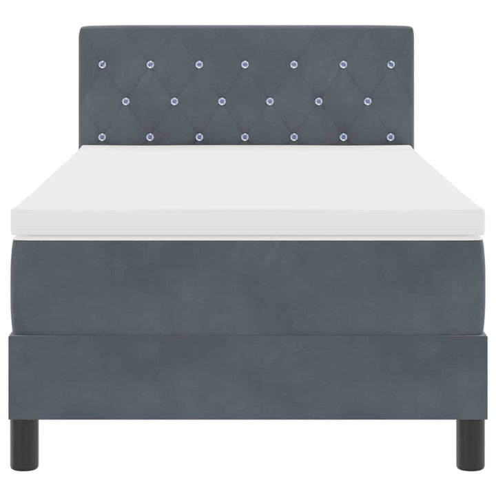 Box spring seng med hovedgærde Mørkegrå 100 x 200 cm Fløjl