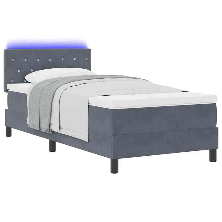 Box spring seng med hovedgærde Mørkegrå 100 x 200 cm Fløjl