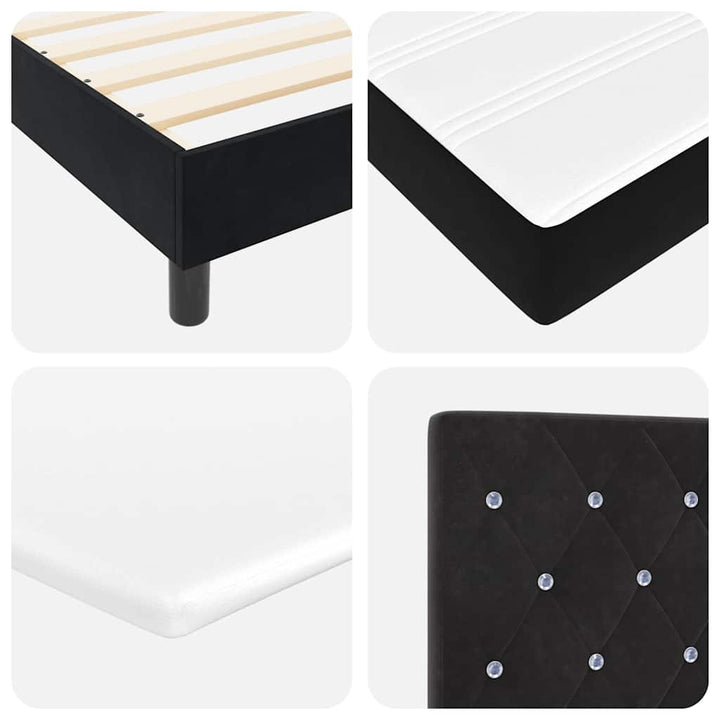 Box spring seng med hovedgærde Sort 100 x 200 cm Fløjl