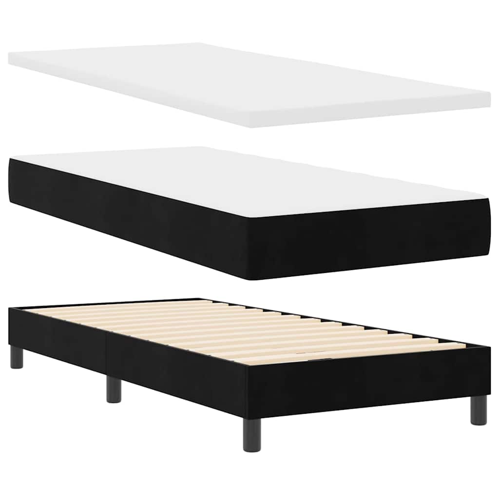 Box spring seng med hovedgærde Sort 100 x 200 cm Fløjl