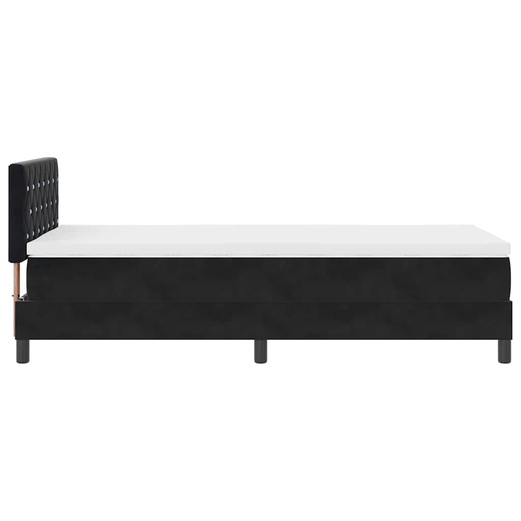 Box spring seng med hovedgærde Sort 100 x 200 cm Fløjl
