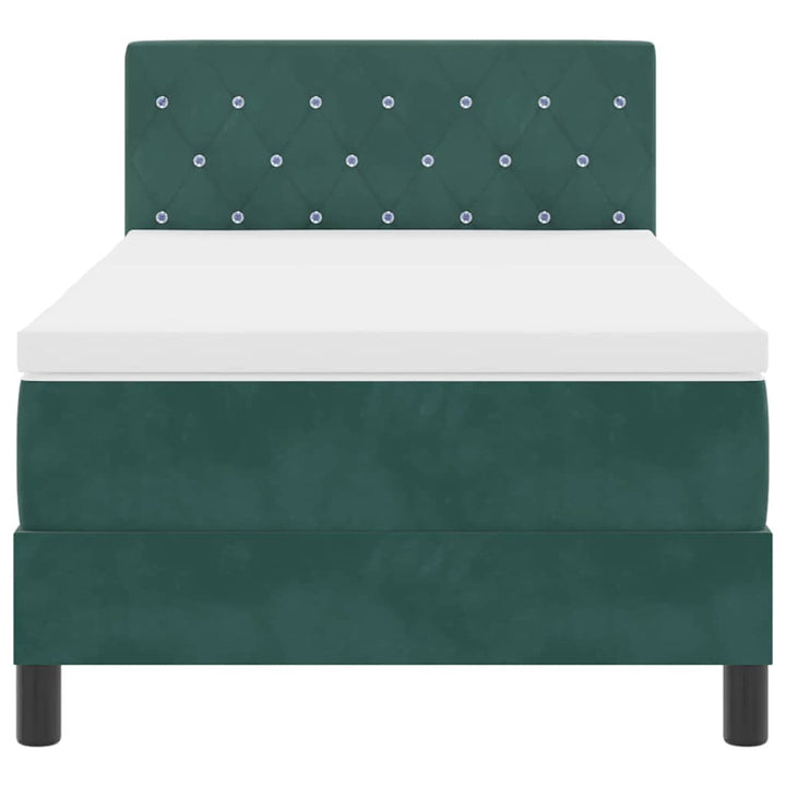Box spring seng med hovedgærde Mørkegrøn 100 x 200 cm Fløjl