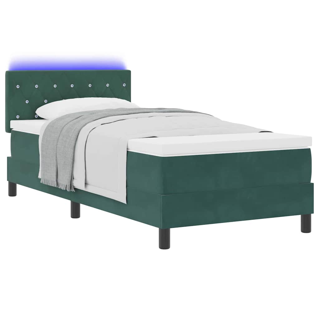 Box spring seng med hovedgærde Mørkegrøn 100 x 200 cm Fløjl