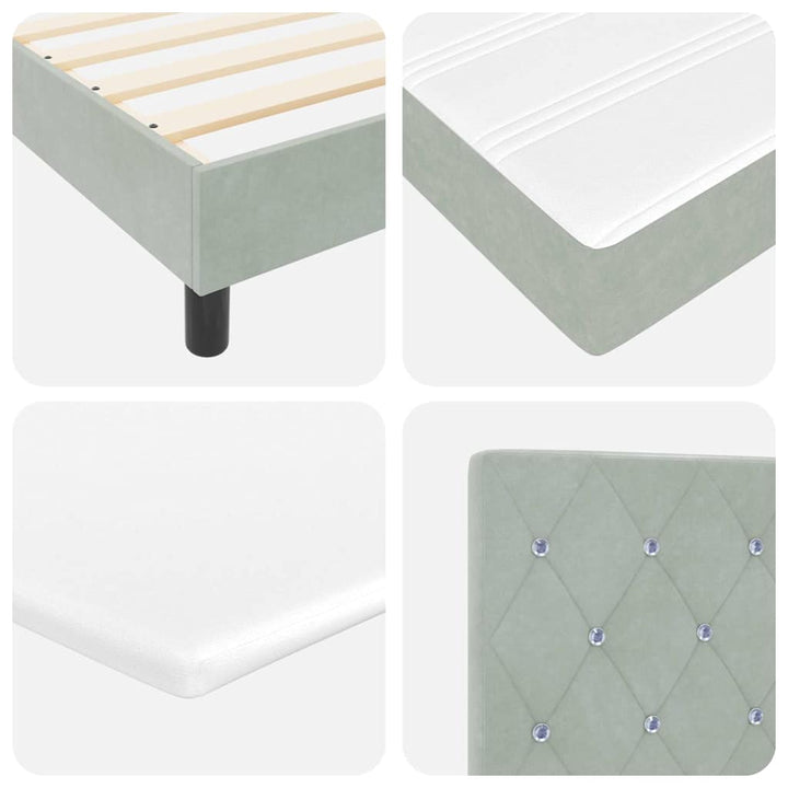 Box spring seng med hovedgærde Lysegrå 120 x 190 cm Fløjl