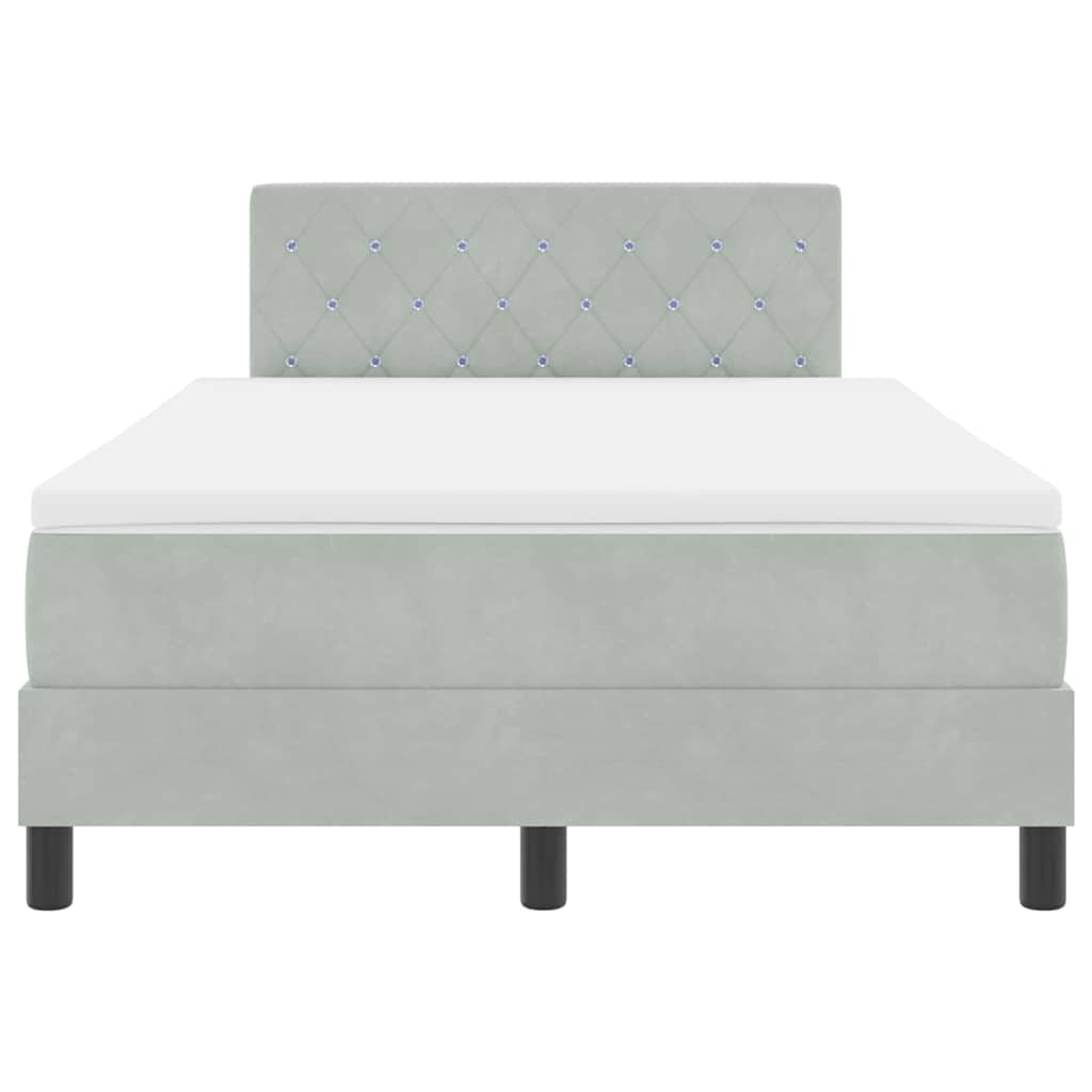 Box spring seng med hovedgærde Lysegrå 120 x 190 cm Fløjl