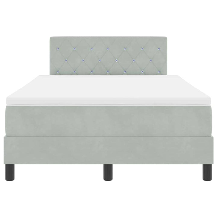 Box spring seng med hovedgærde Lysegrå 120 x 190 cm Fløjl