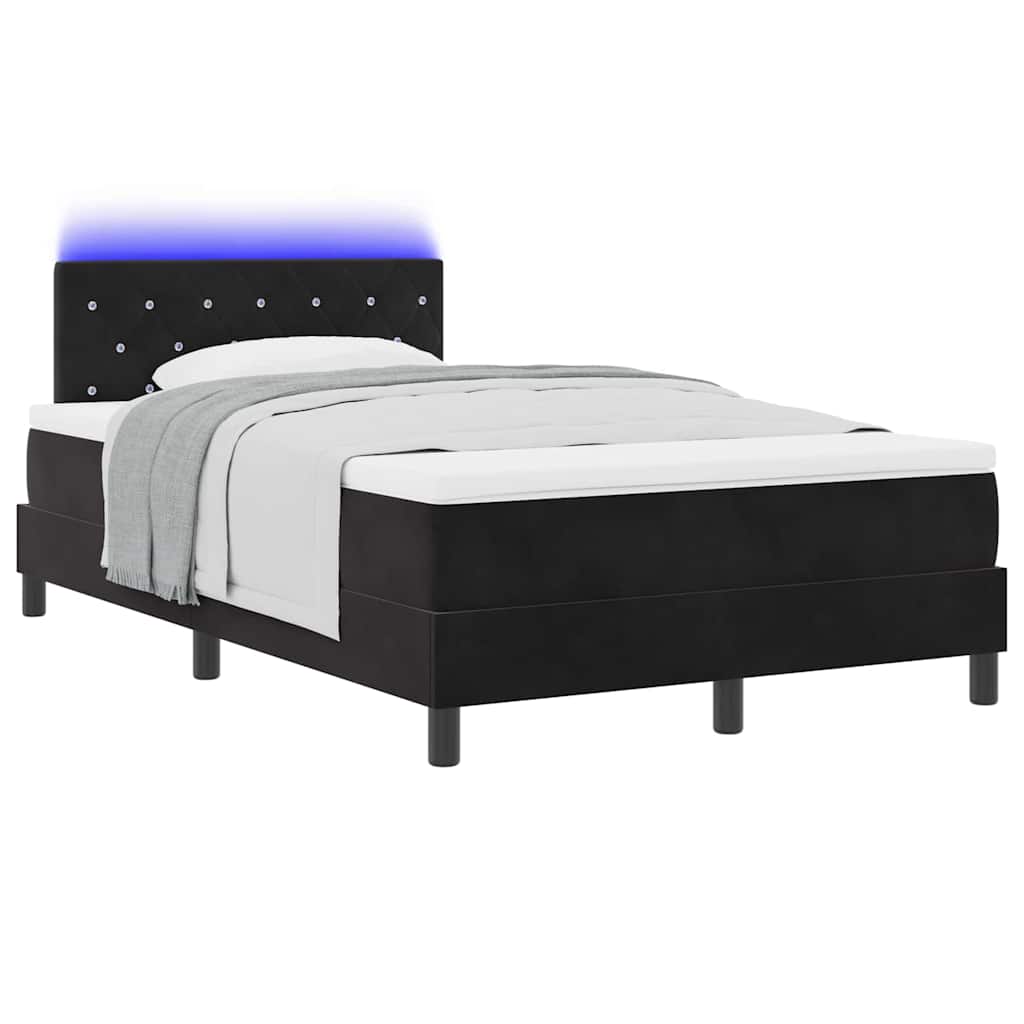 Box spring seng med hovedgærde Sort 120 x 190 cm Fløjl