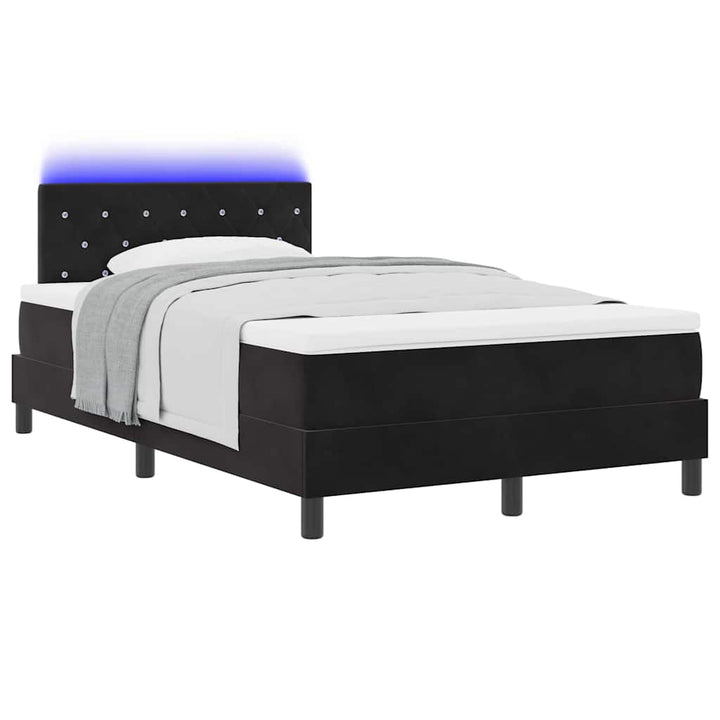 Box spring seng med hovedgærde Sort 120 x 190 cm Fløjl