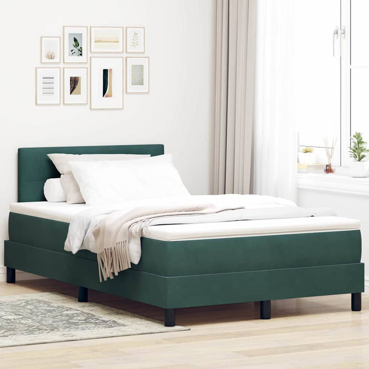 Box spring seng med hovedgærde Mørkegrøn 120 x 190 cm Fløjl