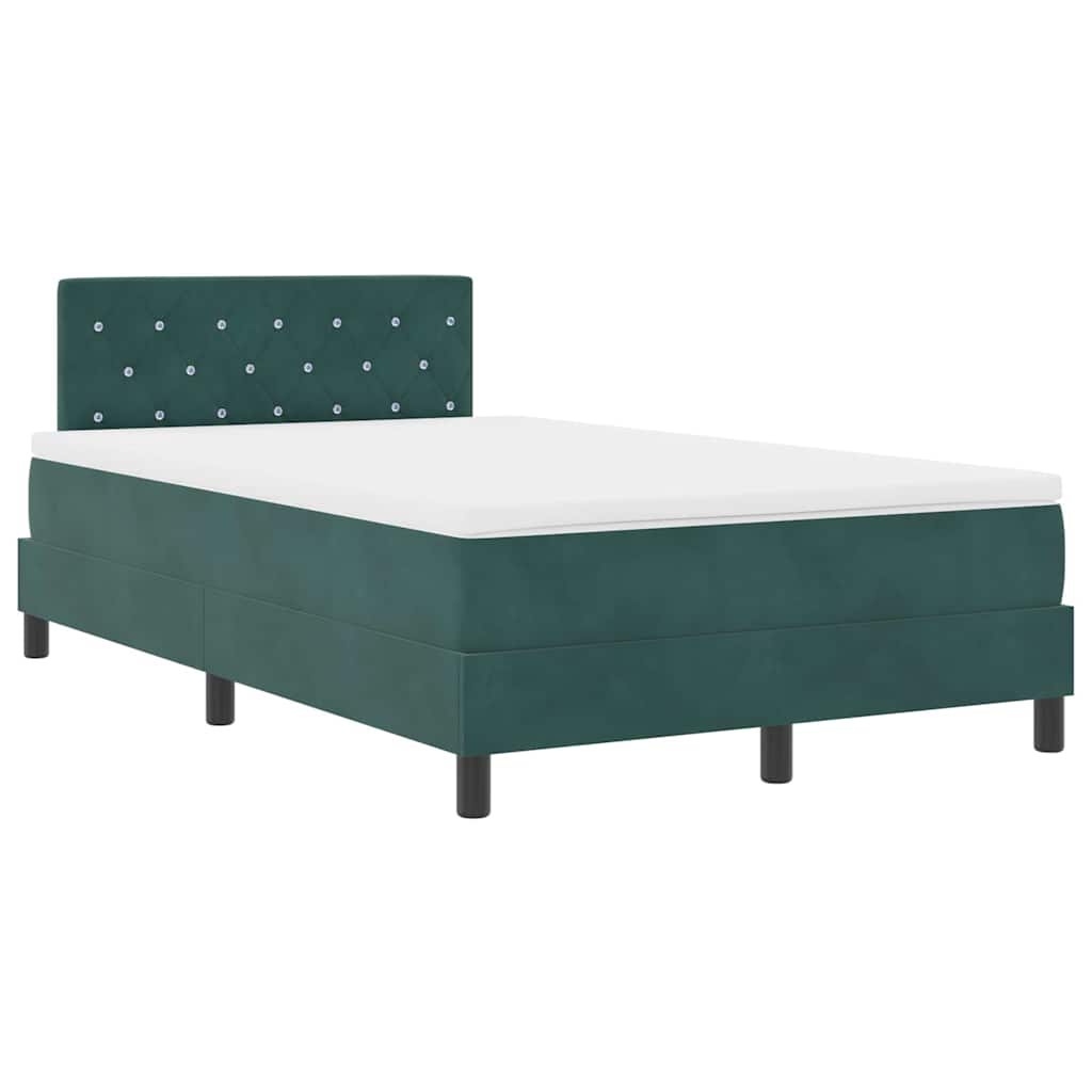 Box spring seng med hovedgærde Mørkegrøn 120 x 190 cm Fløjl