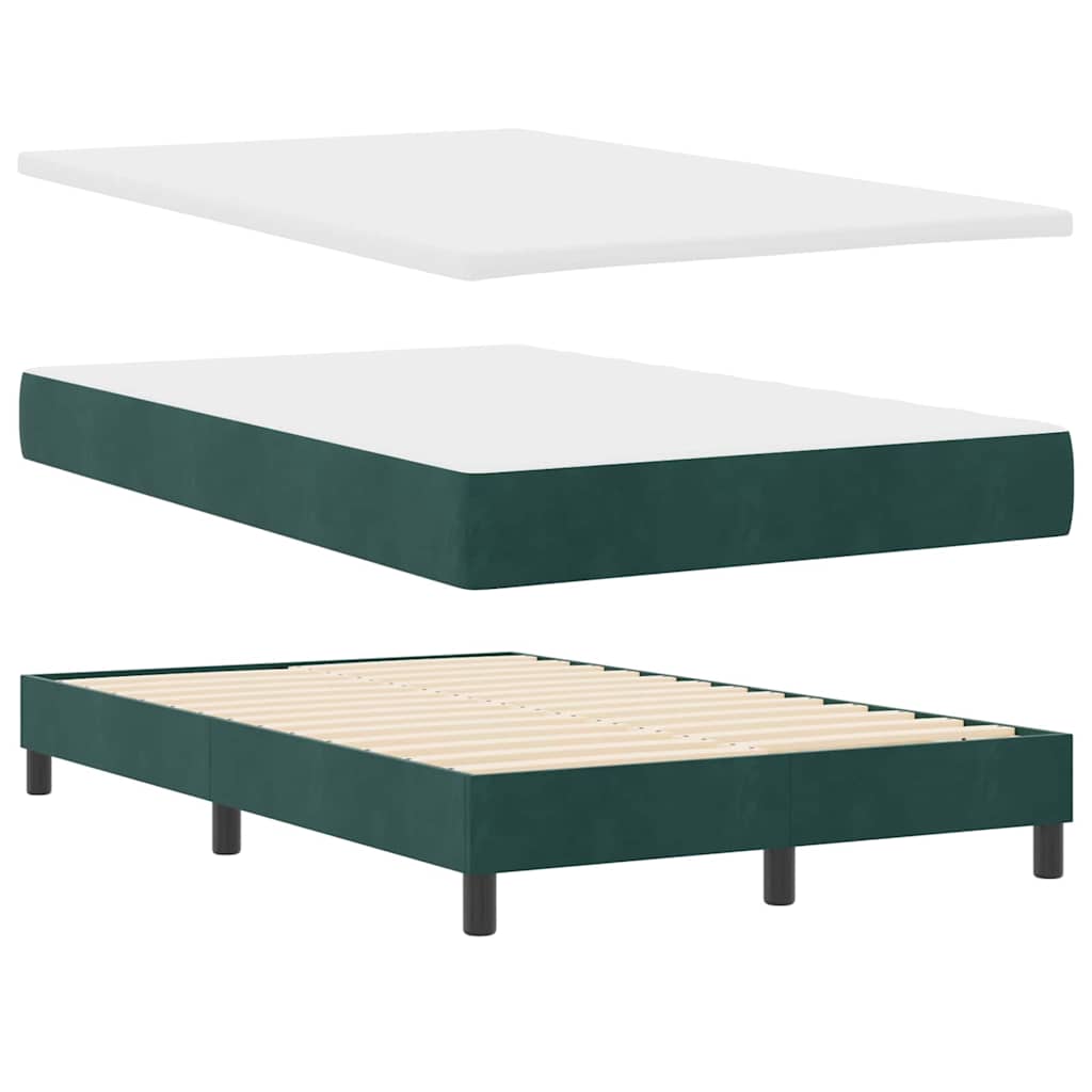Box spring seng med hovedgærde Mørkegrøn 120 x 190 cm Fløjl