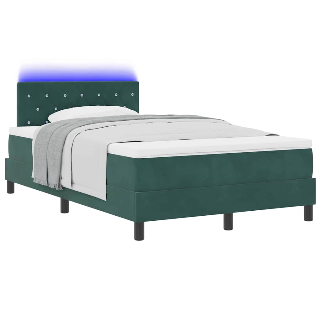 Box spring seng med hovedgærde Mørkegrøn 120 x 190 cm Fløjl