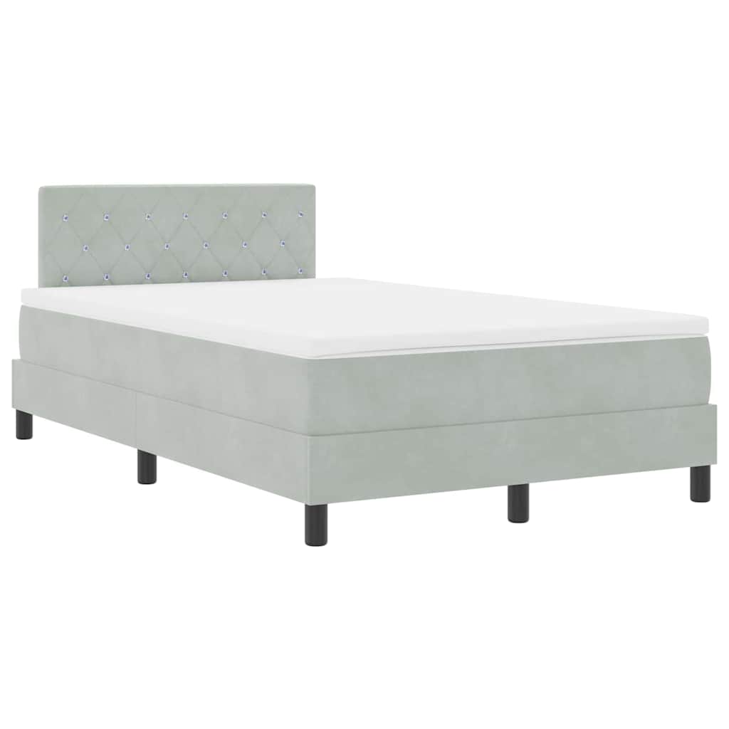 Box spring seng med hovedgærde Lysegrå 120 x 200 cm Fløjl