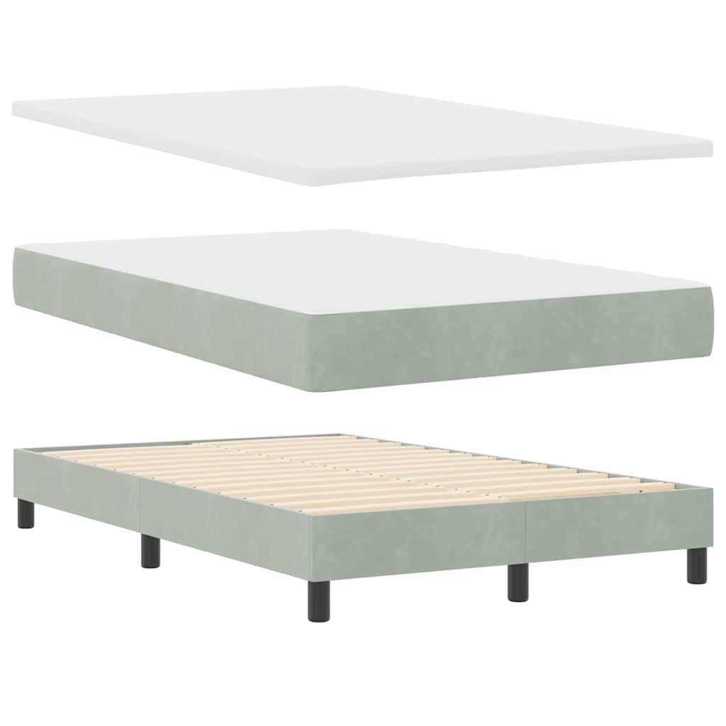 Box spring seng med hovedgærde Lysegrå 120 x 200 cm Fløjl