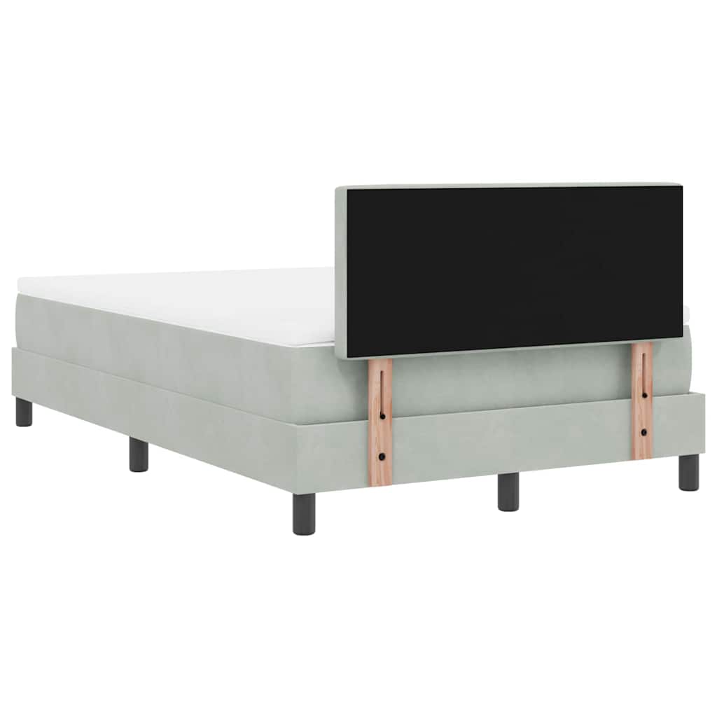 Box spring seng med hovedgærde Lysegrå 120 x 200 cm Fløjl