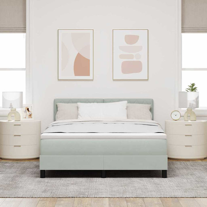 Box spring seng med hovedgærde Lysegrå 140 x 190 cm Fløjl