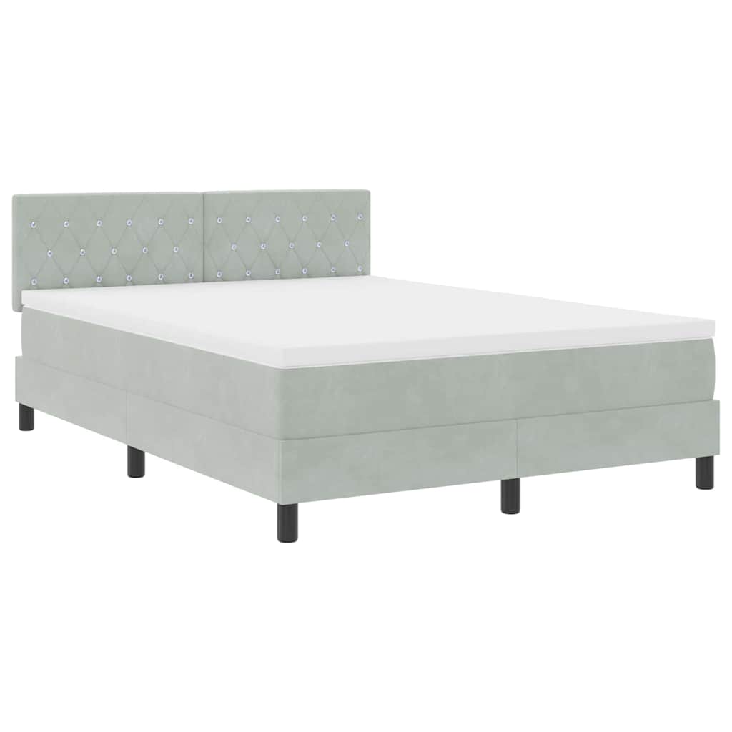 Box spring seng med hovedgærde Lysegrå 140 x 190 cm Fløjl