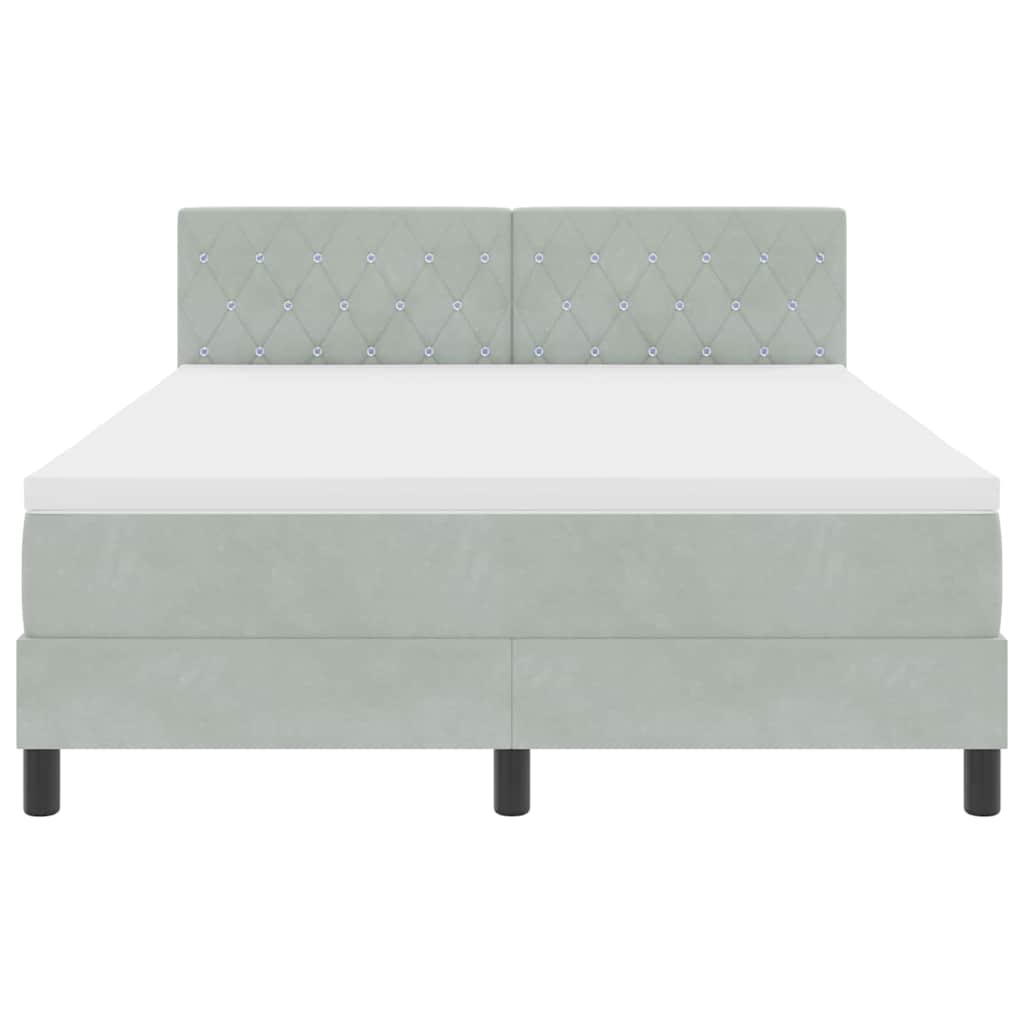 Box spring seng med hovedgærde Lysegrå 140 x 190 cm Fløjl