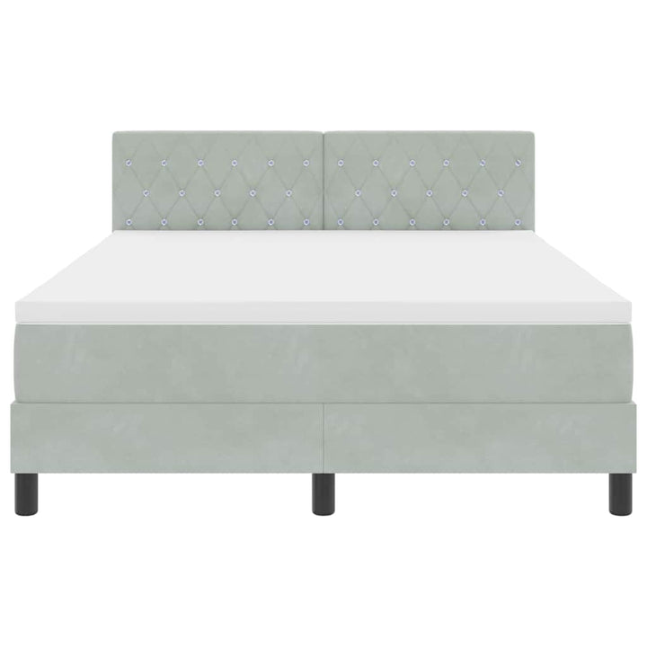 Box spring seng med hovedgærde Lysegrå 140 x 190 cm Fløjl
