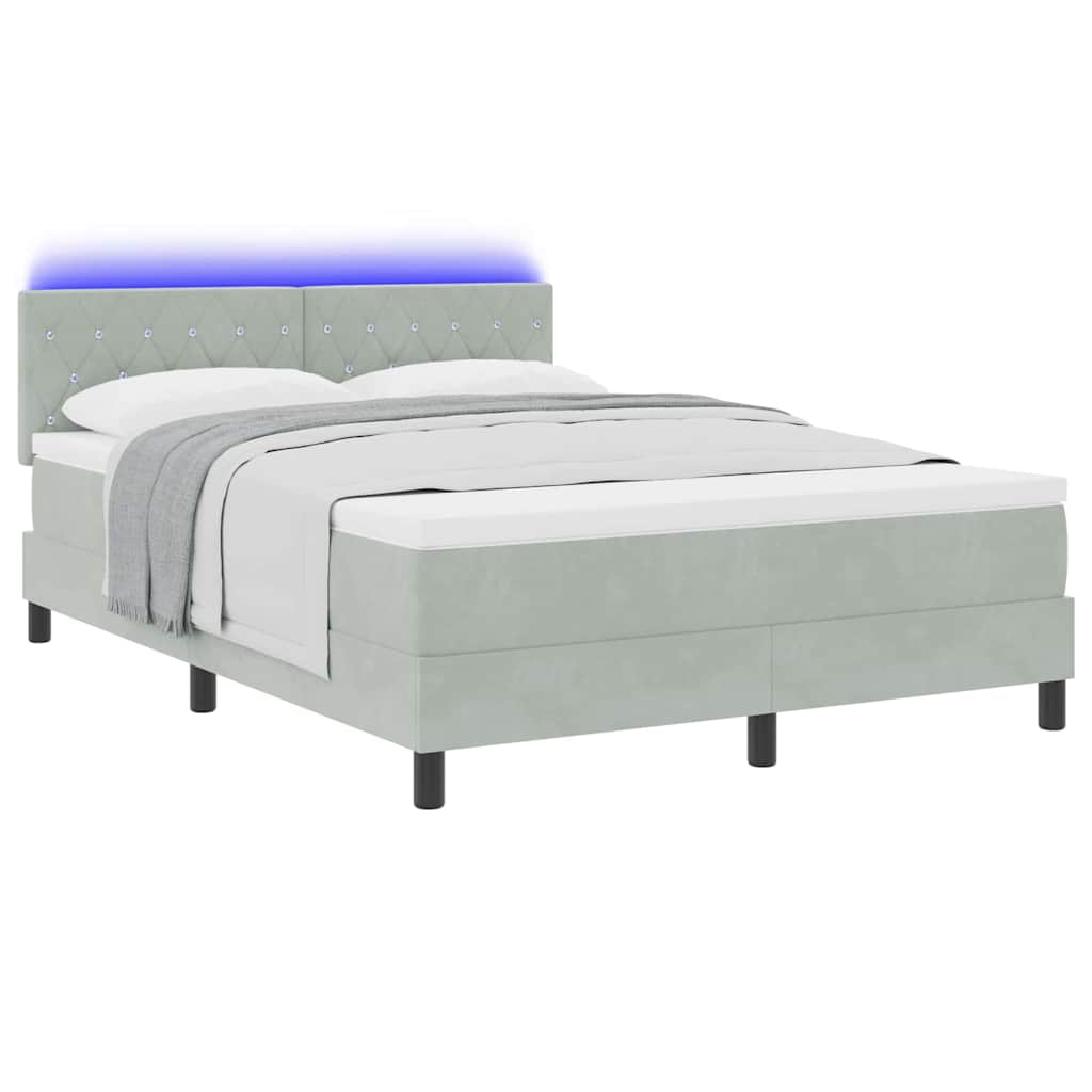 Box spring seng med hovedgærde Lysegrå 140 x 190 cm Fløjl