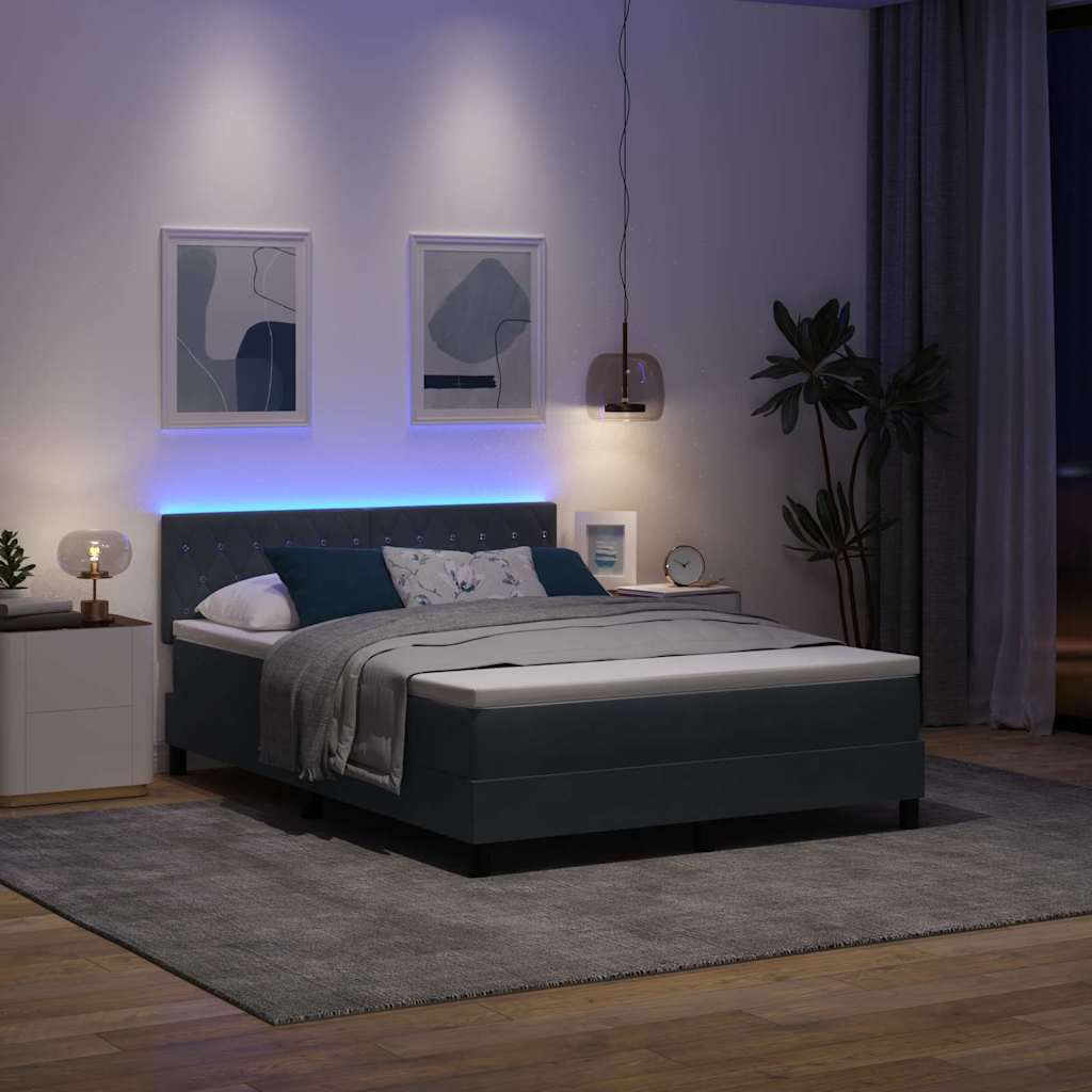 Box spring seng med hovedgærde Mørkegrå 140 x 190 cm Fløjl
