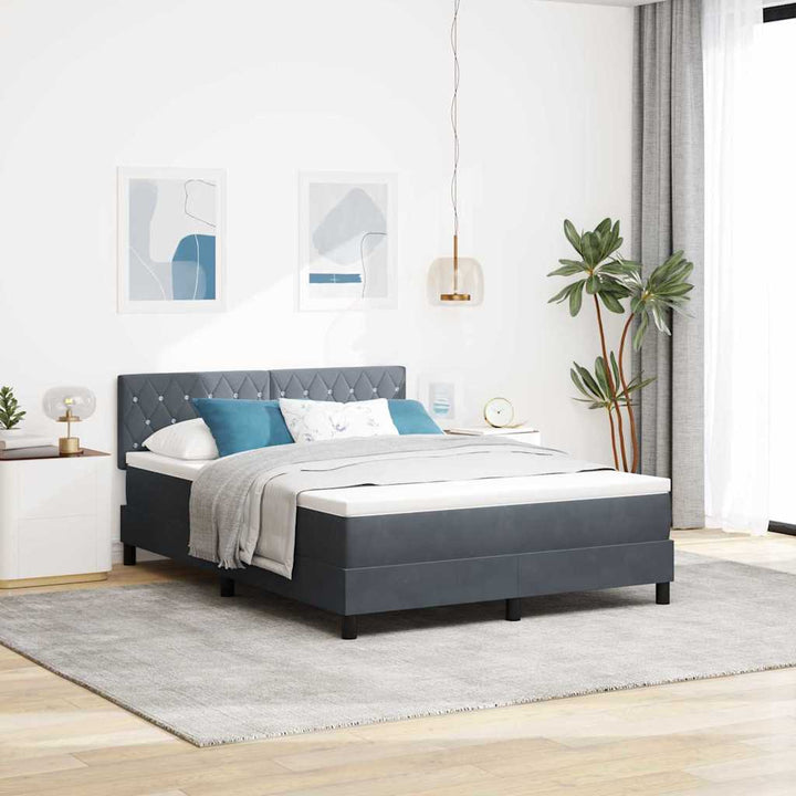 Box spring seng med hovedgærde Mørkegrå 140 x 190 cm Fløjl