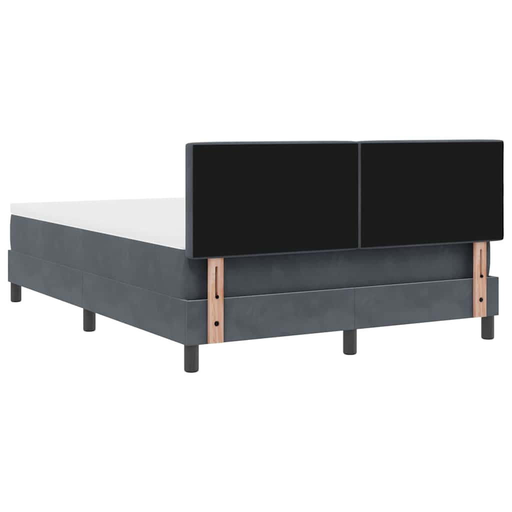 Box spring seng med hovedgærde Mørkegrå 140 x 190 cm Fløjl