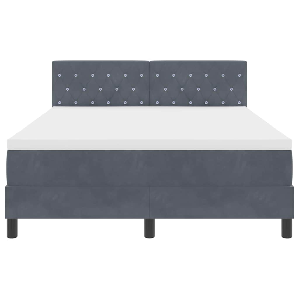 Box spring seng med hovedgærde Mørkegrå 140 x 190 cm Fløjl